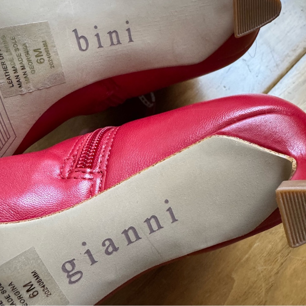 NWT Gianni Bini Leather Ankle Boots Red Sz 6 (no original box) - Picture 7 of 8